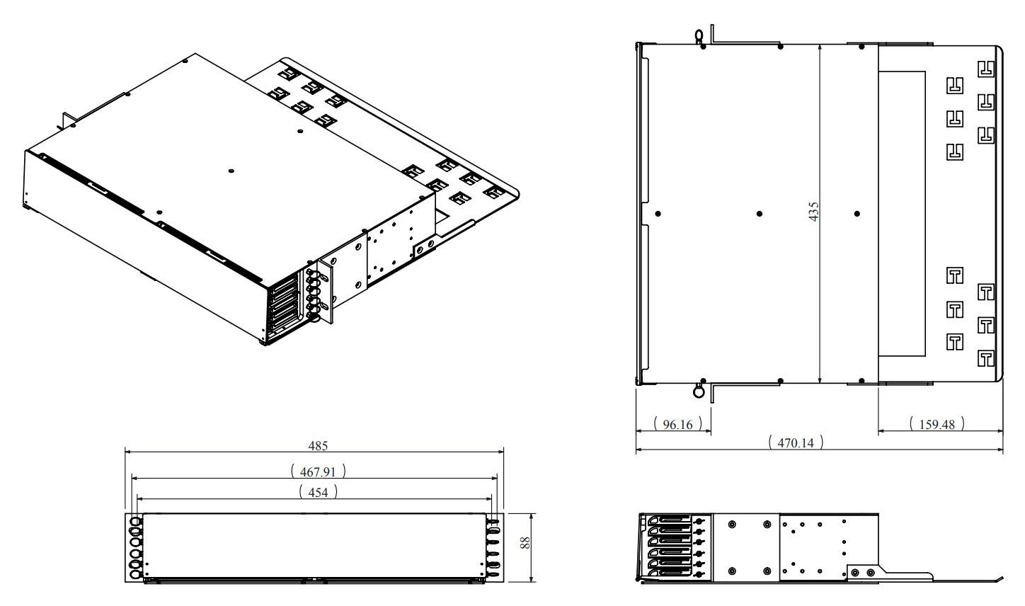 Structure Diagram of 2U High Density Fiber Enclosure With Cassettes Structure Diagram of 2U High Density Fiber Enclosure With Cassettes