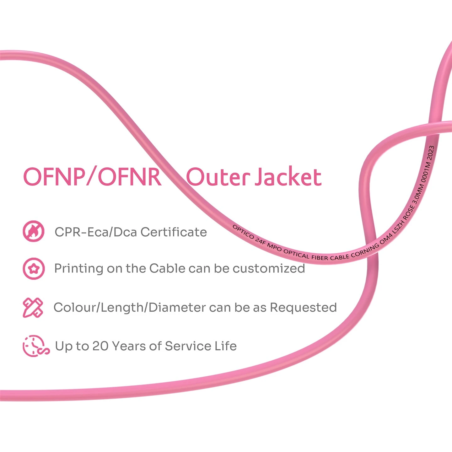 24F MTP MPO Y Backbone Cable OM4 Rose