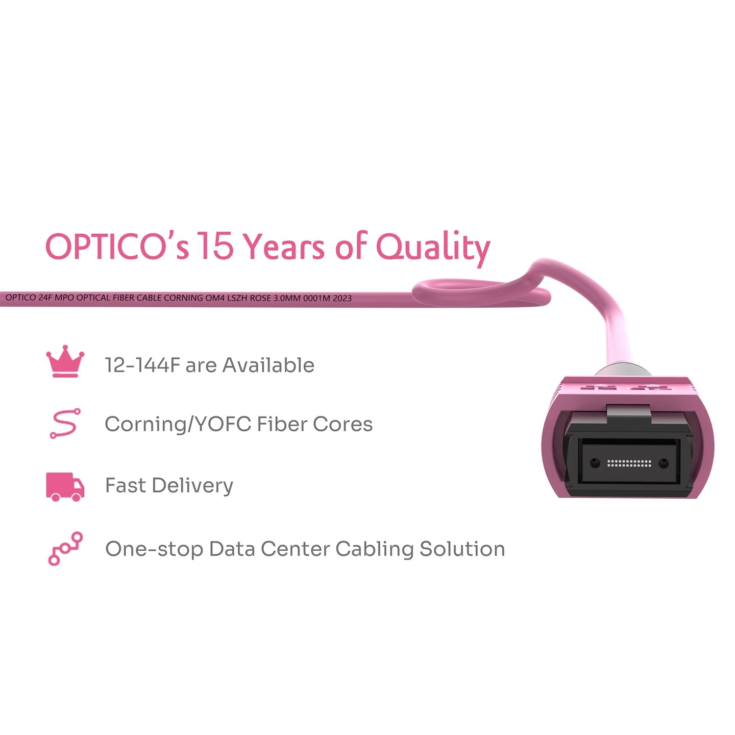 24F MTP MPO Y Backbone Cable OM4 Rose