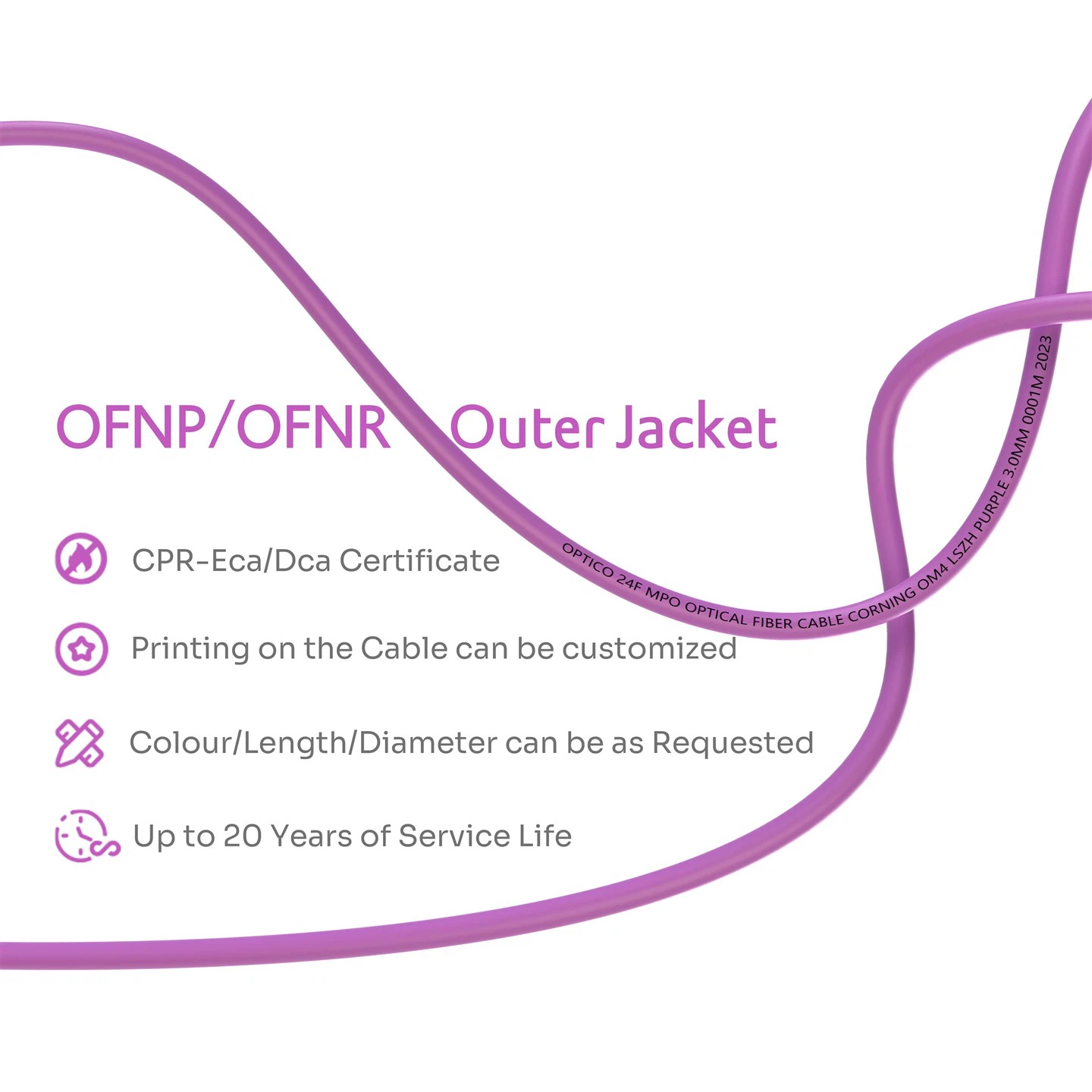 24F MTP MPO Y Trunk Cable OM4 Purple